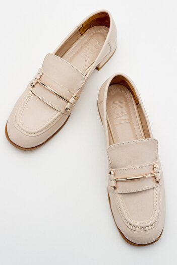 LuviShoes Solen Beige Women's Loafer Shoes