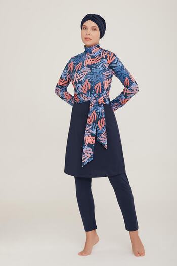 MARESİVA Γυναικείο μακρυμάνικο Jeny Dark Navy Blue Hijab μαγιό 8c0t2n1