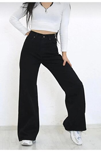 Pubi Women's Palazzo Wide Leg Black Trousers
