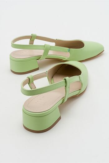 LuviShoes 66 Pistachio Green Skin Women's Heeled Sandals