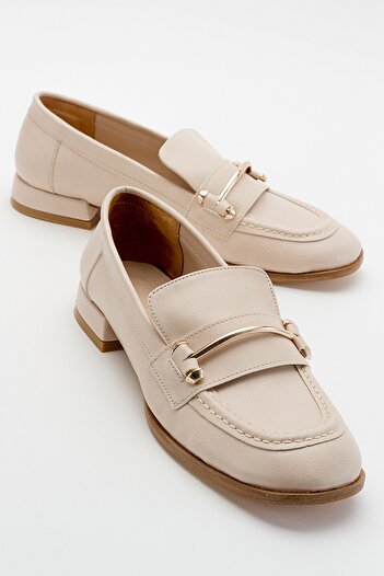 LuviShoes Solen Beige Women's Loafer Shoes