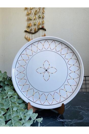 VENÜS HOME DECORATION Gold Ellipse Medium Large Round Serving Plate