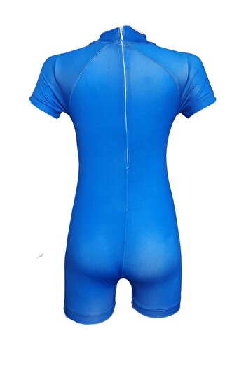 İYİBU Children's Short Sleeve Zippered Swimsuit Swimsuit Captain America Patterned Navy Blue Ages 2-11