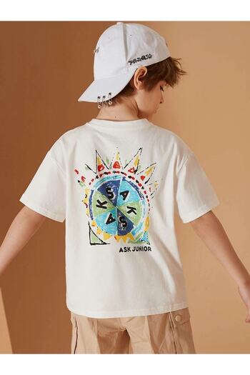 Machetta Kids Ask Junior Bedrucktes Oversize-T-Shirt mit Rundhalsausschnitt für Kinder