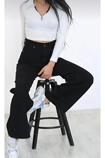 Pubi Women's Palazzo Wide Leg Black Trousers