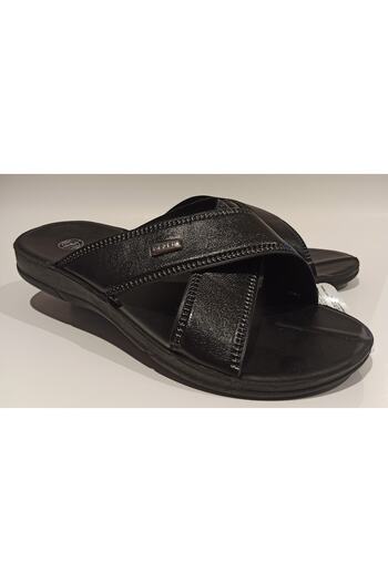 GEZER Black Cross-Strapped Flat Sole Men's Home, Guest and Street Slippers Size 40-45