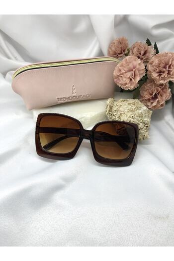 Di Caprio Anodi Design Large Square Brown Women's Sunglasses