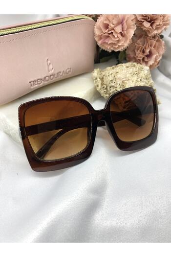 Di Caprio Anodi Design Large Square Brown Women's Sunglasses