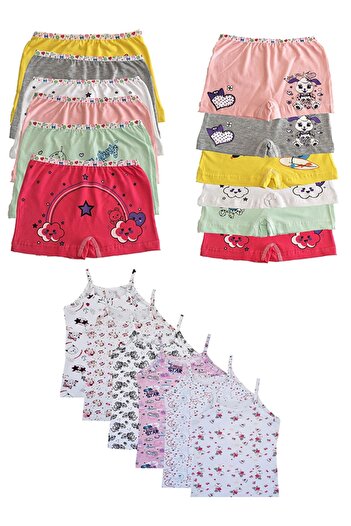 Tutku Girl's Colorful Lycra Cotton Panties and Undershirts, Pack of 6