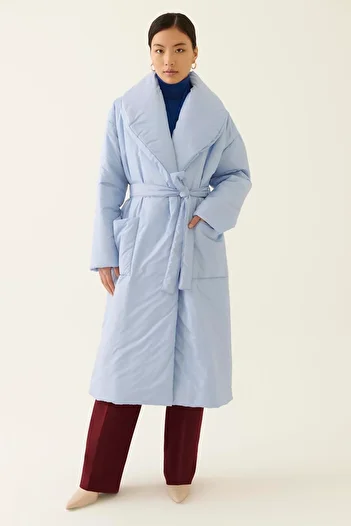 Perspective Clairs Regular Fit Shawl Collar Midi Length Lilac Color Women's Coat