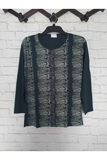 anne moda ankara Neck Pattern Full Summer Thin Viscose Sparkling Long Sleeve Flowing Short Buluz