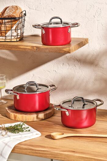 Emsan Master Class 6 Piece Midi Cookware Set Red
