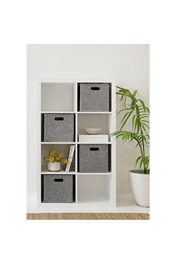 revon 4-Piece Storage Organizer Modern Gray Felt Basket and Storage Box: Multi-Purpose Closet Organizer