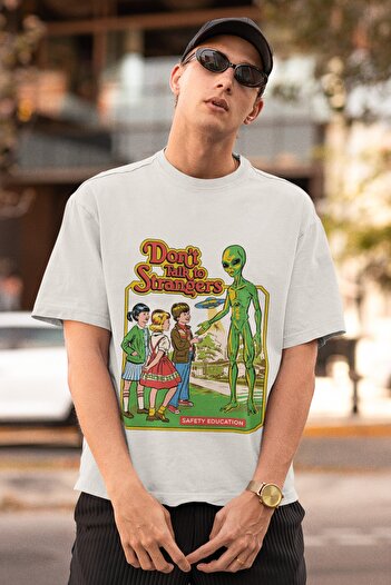 Usaspor Dont Talk To Strangers Τυπωμένο Unisex Oversize βαμβακερό μπλουζάκι μπλουζάκι
