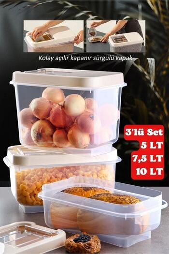 Open Home Concept Multibox Set of 3 Easy Sliding Lid Multi-Purpose Food, Pulses etc. Storage Container