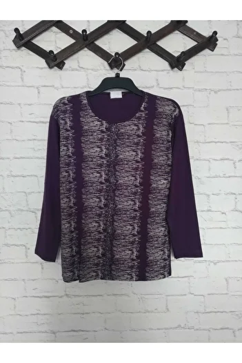 anne moda ankara Neck Pattern Full Summer Thin Viscose Sparkling Long Sleeve Flowing Short Buluz