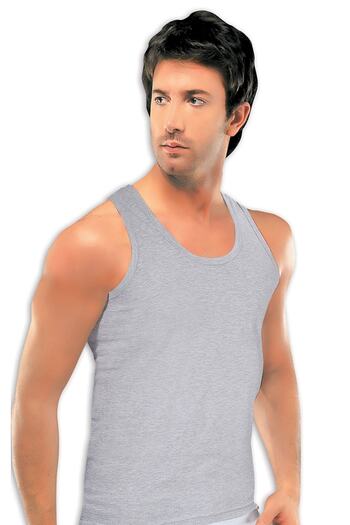 İlke Men's Gray Cotton Single Jersey Undershirt 6 Pack