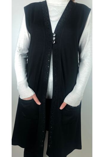 MİSS BEYZA Long Black Daily Combed Cotton Vest