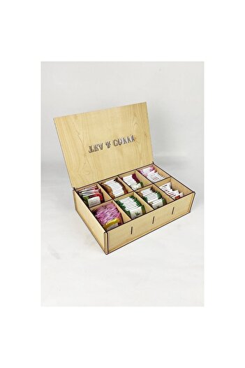 kutuTR 8 Compartment Wooden Tea Coffee Herb Tea Storage Box Container