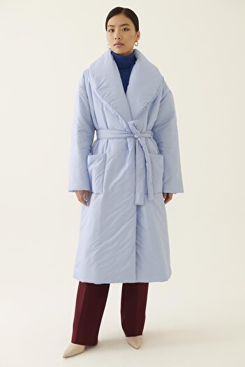 Perspective Clairs Regular Fit Shawl Collar Midi Length Lilac Color Women's Coat