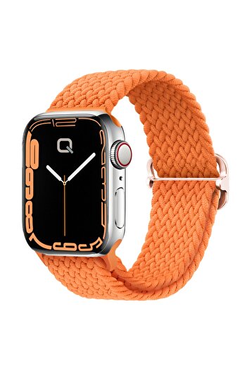 Quse Orange Adjustable Mesh Band Compatible with Apple Watch Se/10/9/8/7/6/5/4/3 - 42mm, 41mm, 40mm, 38mm
