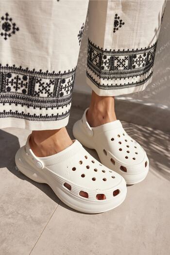 ANGELİNA JONES Parna Unisex White Eva Summer Beach-day Platform Slippers