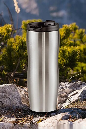SEDEF SİLVER 450 Ml Stainless Steel Coffee Tea Mug - Double Layer Thermos Cup 510