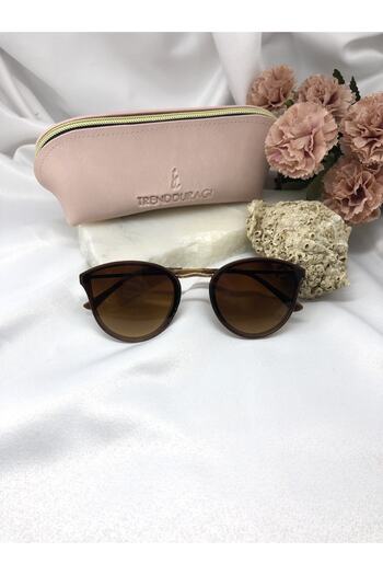 Di Caprio Echo Oval Round Brown Women's Sunglasses