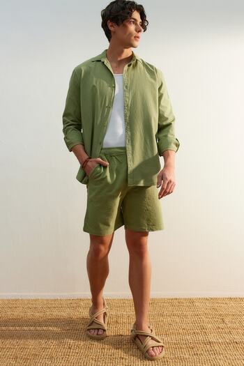 Trendyol Collection Khaki Loose Fit bavlněné šněrovací šortky TMNSS23SR00056
