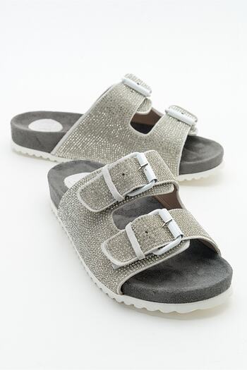 LuviShoes Diamo White Suede Genuine Leather Women's Slippers