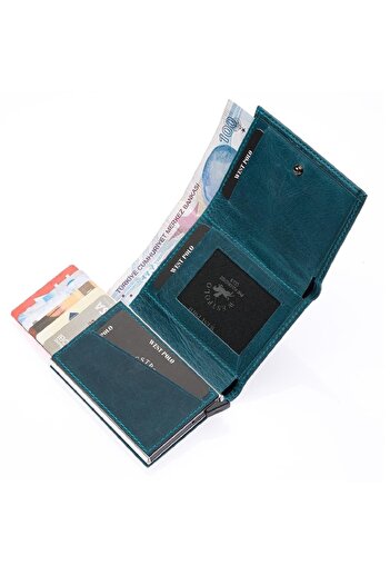 Westpolo Safari Genuine Leather Unisex Mechanical Wallet with Plenty of Card Holder Compartments