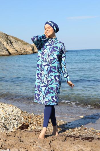 SEBOTEKS Καλσόν Oversize Design Hijab Μαγιό 3380