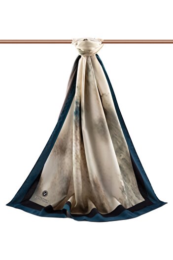 Vissona Women's Luxury Medina Silk Shawl Petrol Green