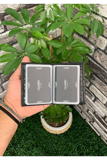 GUARD Siyah Croco Desenli Lastikli Spor Kartlık Hakiki Deri