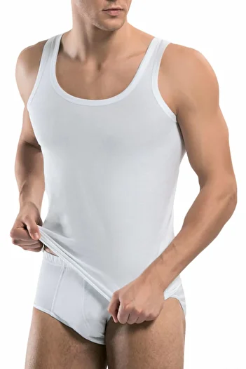 Tutku Men's White Undershirt Briefs Set ELF568T01010109CCM