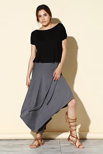 Quincey Women's Gray Wrap Tie Skirt Ek2319