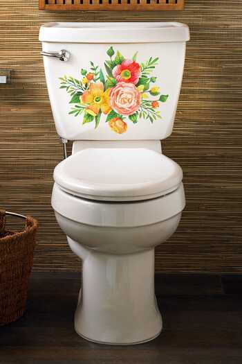 Tilki Dünyası Colorful Flowers and Rose Toilet Seat and Bathroom Sticker RNKCCKGL00