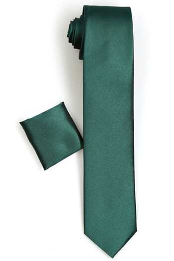 Varetta Men's Green Slim Fit Narrow Cut Plain Handkerchief Tie