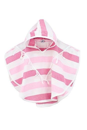 Bedinn Peshtemal Poncho Rainbow Fuchsia Pink