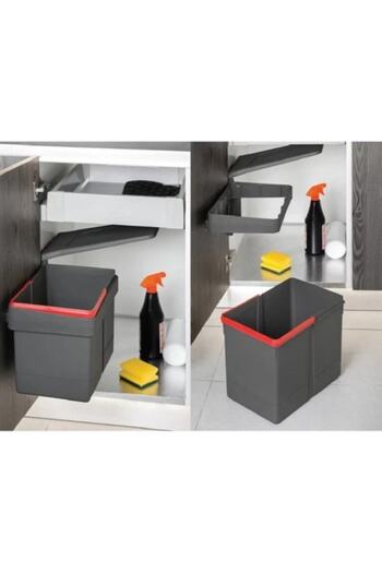 Metax Unscented In-Cabinet Trash Can Anthracite 15Lt (Cabinet Door Width Mini. 45cm)