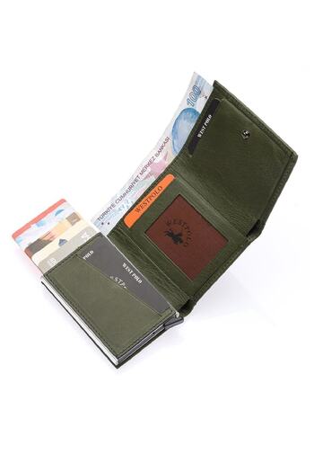Westpolo Safari Genuine Leather Unisex Mechanical Wallet with Plenty of Card Holder Compartments