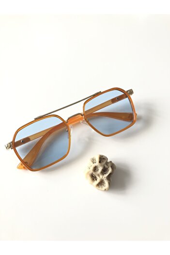 LOOKUP Serre Orange Frame Blue Glass Sunglasses