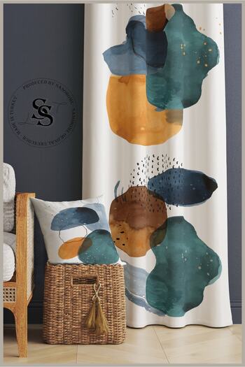 SasoHome Simple Modern Colorful Clouds Patterned 140 X 270 Cm Quality Digital Printed Background Curtain