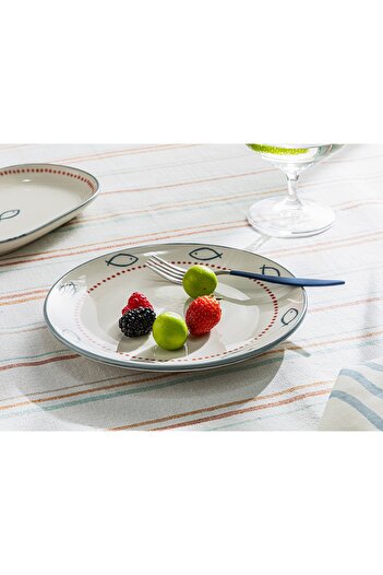 English Home Aquatic Sea Porcelain Cake Plate 21 Cm White