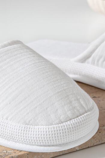 Yataş White Harold Muslin Slippers