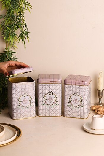 EVLE Erb09u7 Square Storage Container 105x105x160 Set of 3, Rosy