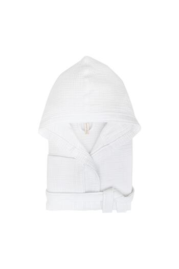 Yataş Ernesta White Hooded Muslin Bathrobe