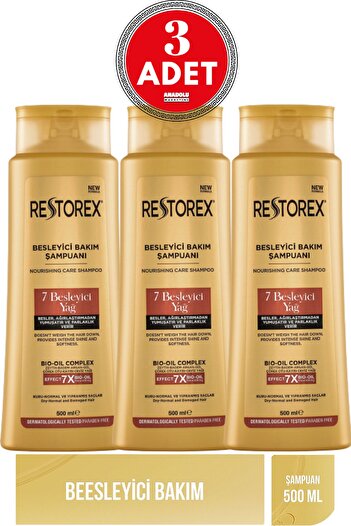 Restorex Șampon de îngrijire 7 Ulei Hrănitor 500 Ml 3 Bucăți