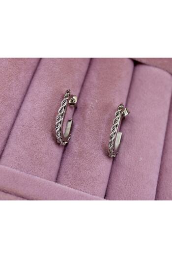 Vitastyle Stylish Steel Earrings with Silver Chain Detail