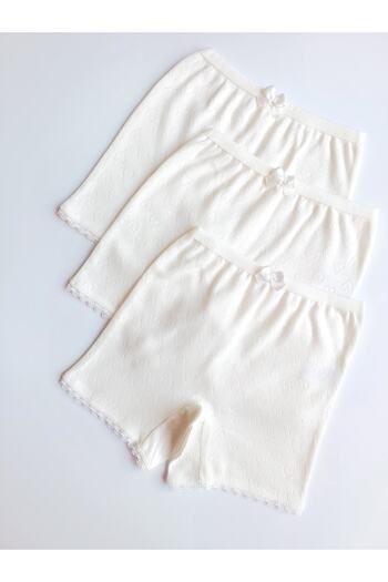 ÇebiKids Girl's Skirt/Dress Underpants 100% Cotton Ecru/retro Leg Panties/boxer 3-Piece
